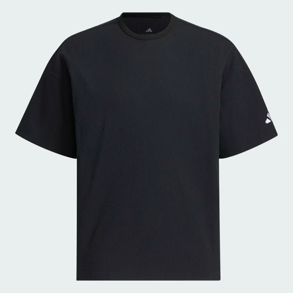 Футболка Adidas с коротким рукавом свободного кроя из вафельной ткани, цвет Black — фото 4
