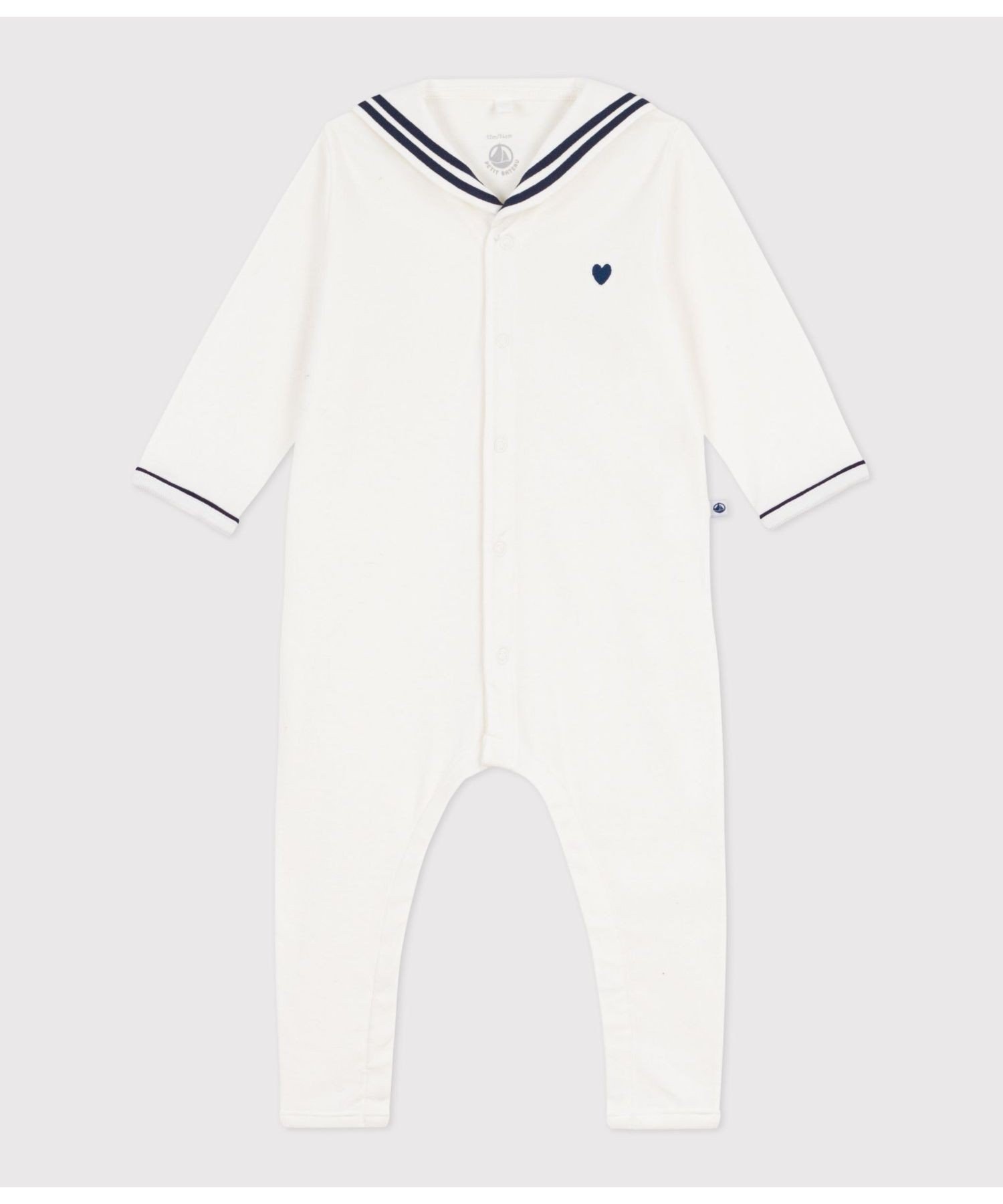 Комбинезон без штанин с матросским воротником Petit Bateau, off white