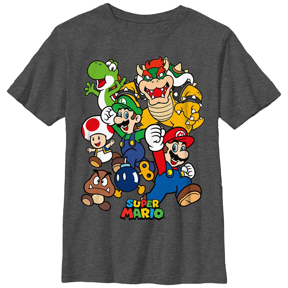 

Футболка с рисунком Super Mario Bros для мальчиков 8–20 лет, смешанная группа Licensed Character, цвет Charcoal Heather