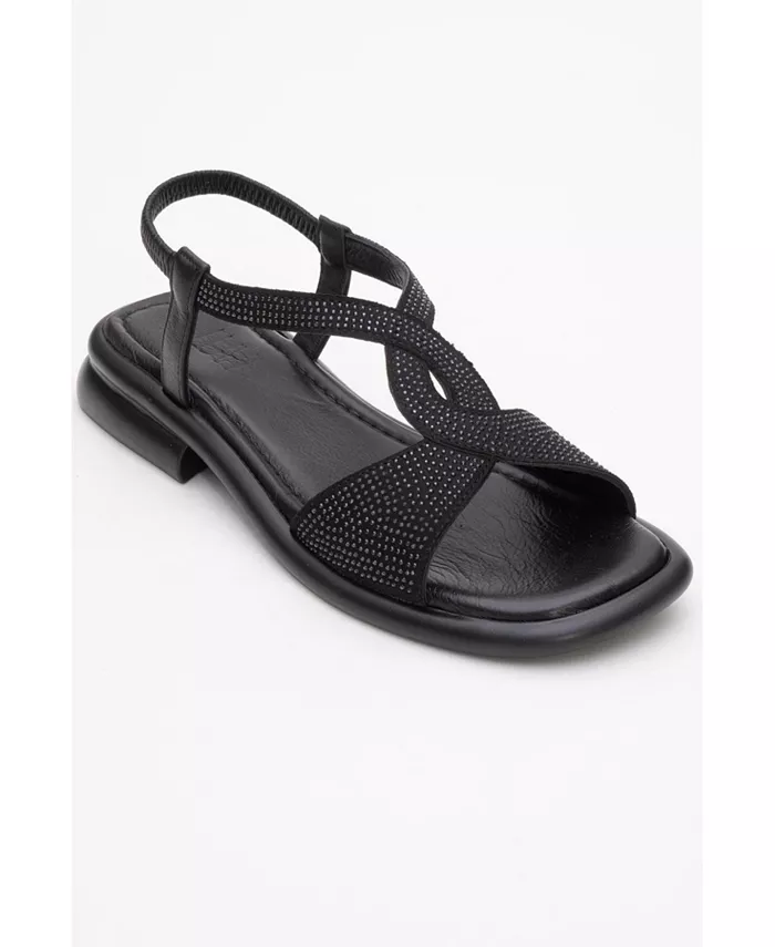 Сандалии из кожи с декором Sieglinde (женские) Forever & Always Shoes, черный