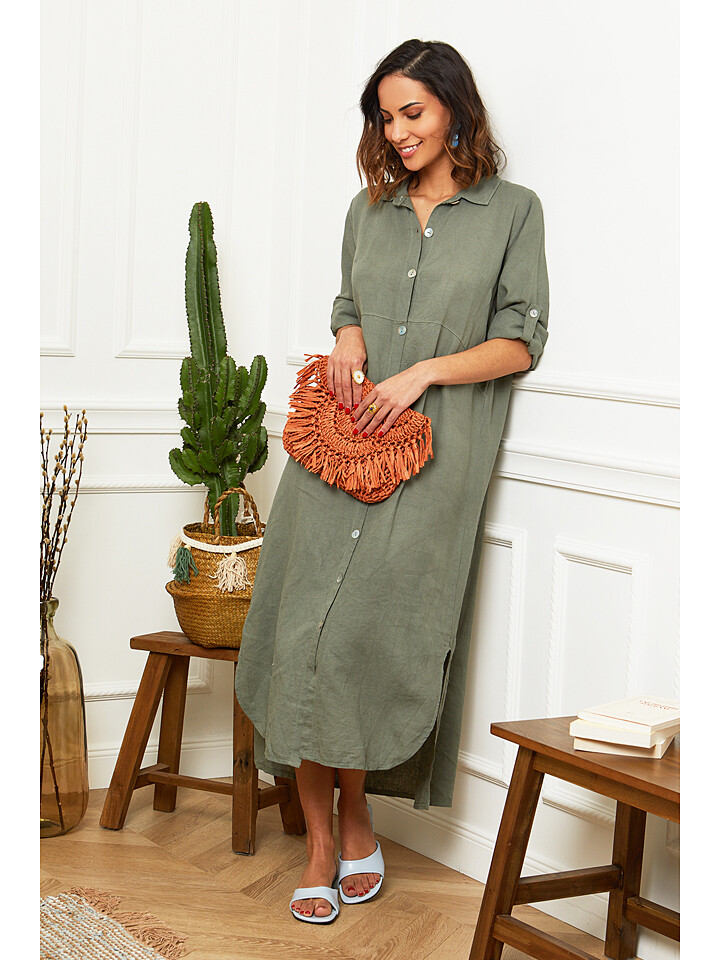 

Платье Le Monde du Lin Leinen, оливковый