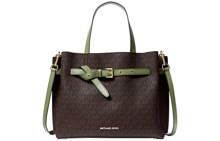 

MICHAEL KORS Сумка через плечо Emilia Polyester, кросс-боди, женская большая сумка dark brown и grass green