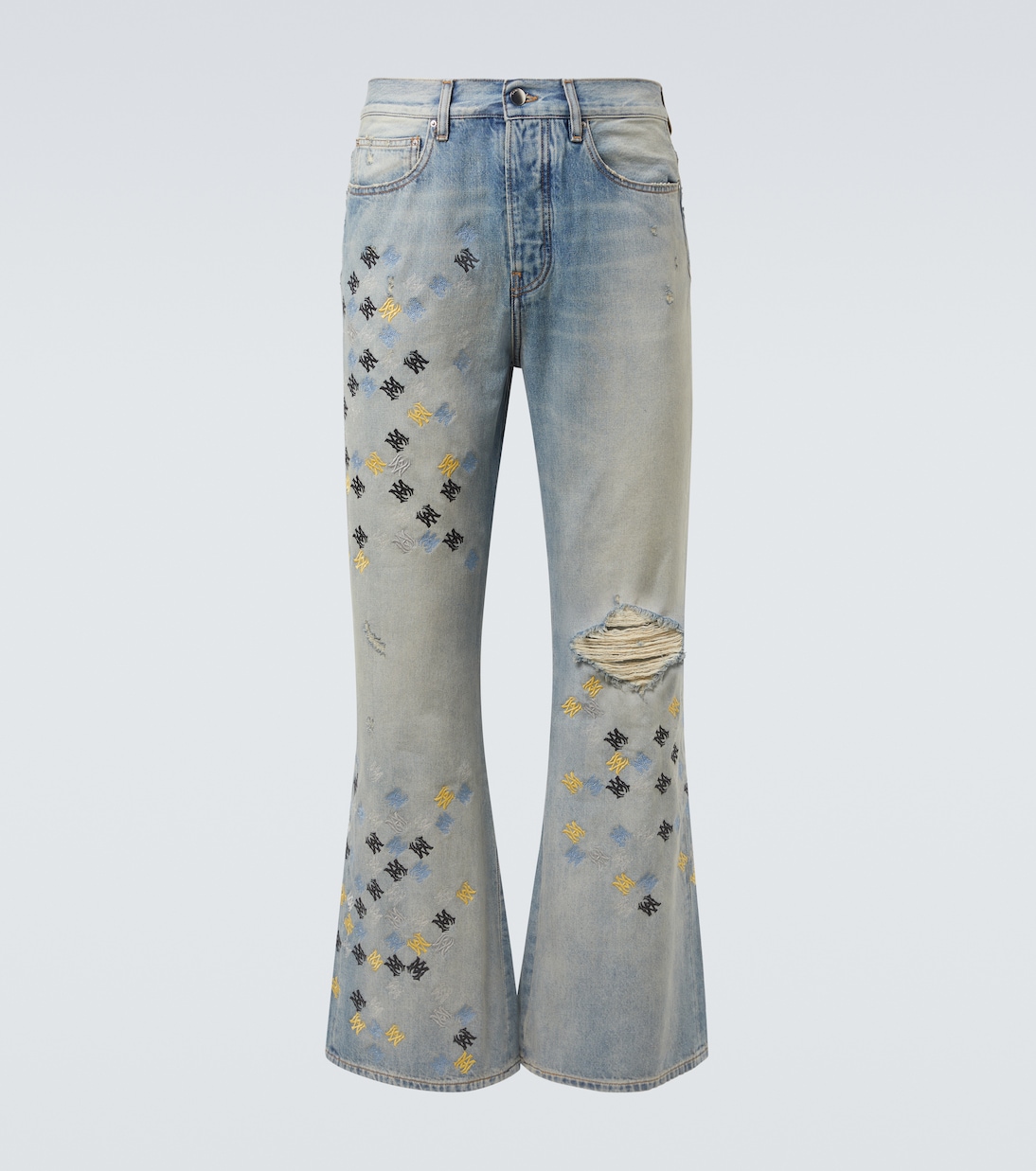 

Расклешенные джинсы Ma Quad с вышивкой Amiri, Antique Indigo