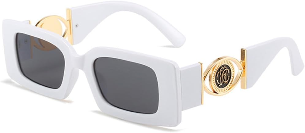 

Солнцезащитные очки в прямоугольной оправе для женщин, роскошные ретро-очки с градиентным переходом цвета для мужчин, модные солнцезащитные очки в стеклянной оправе TYUVIVO, White Gray