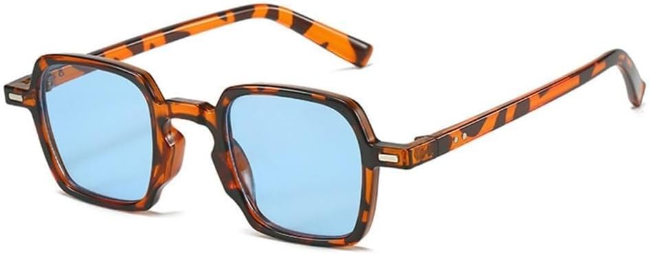 

Винтажные солнцезащитные очки с квадратными заклепками, защита от ультрафиолета UV400, женские солнцезащитные очки, модные очки с прозрачными линзами цвета океана, мужские солнцезащитные очки в тренде LXLHWN, Leopard Blue