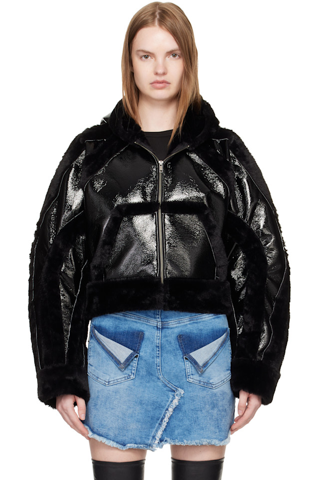 

Приталенная многослойная куртка из искусственного меха Ottolinger, черный