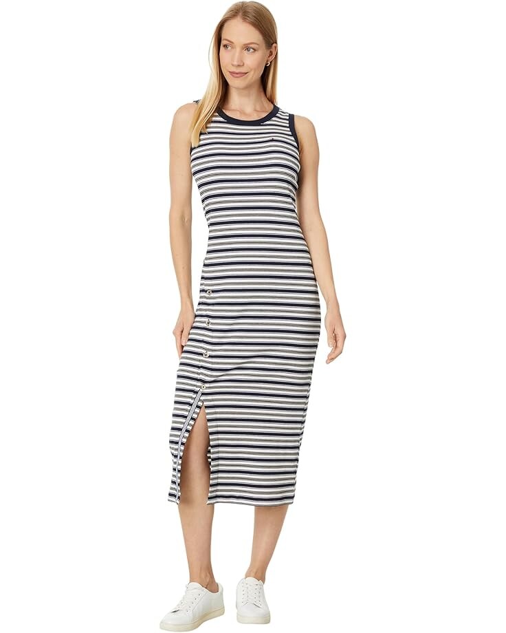 

Платье Tommy Hilfiger Sleeveless Stripe Midi Dress, цвет Sky Captain/Khaki