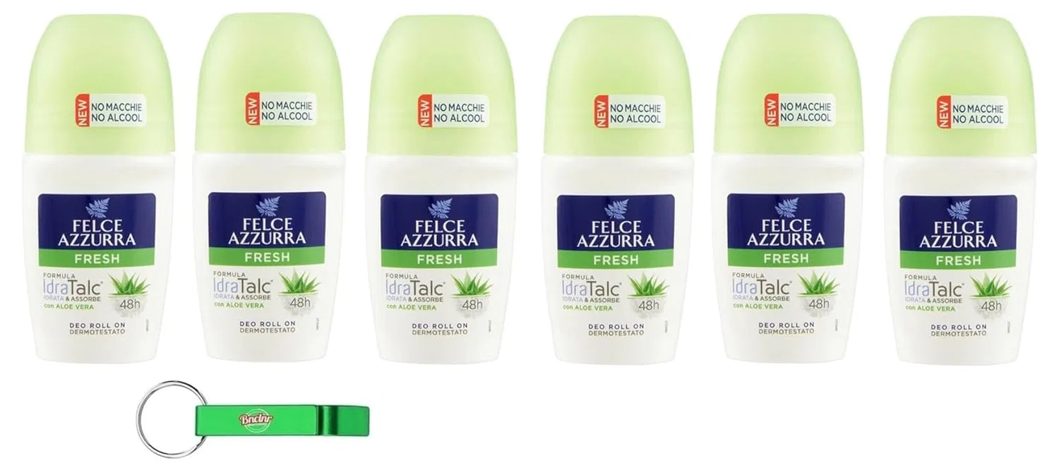 Роликовый дезодорант Felce Azzurra Fresh с алоэ вера, 6 x 50 мл Beni Culinari