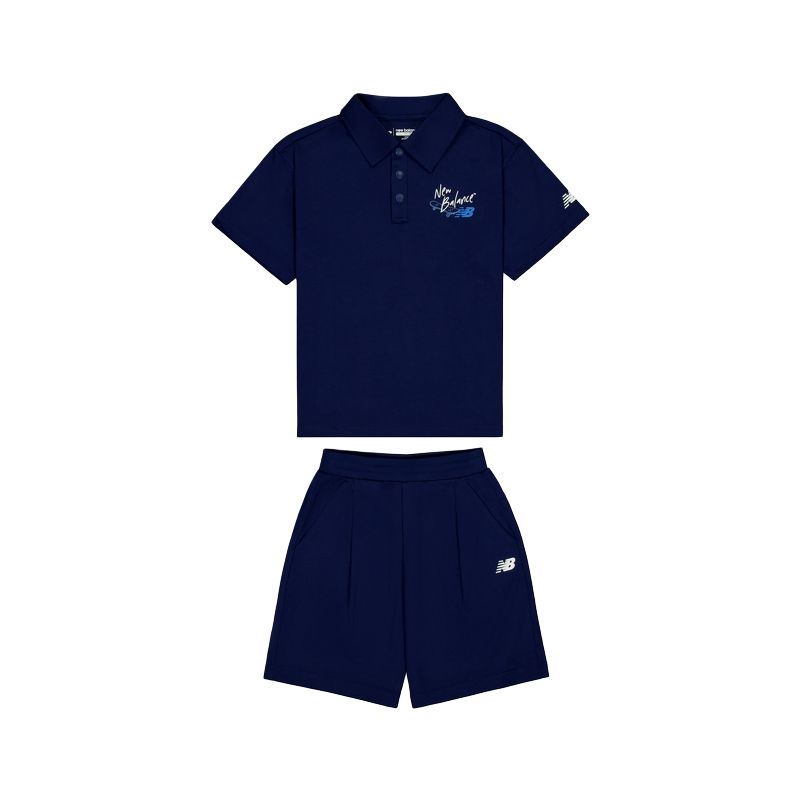 

New Balance Повседневный спортивный комплект nb ss25 2 предмета marine blue для детей 3-7 лет
