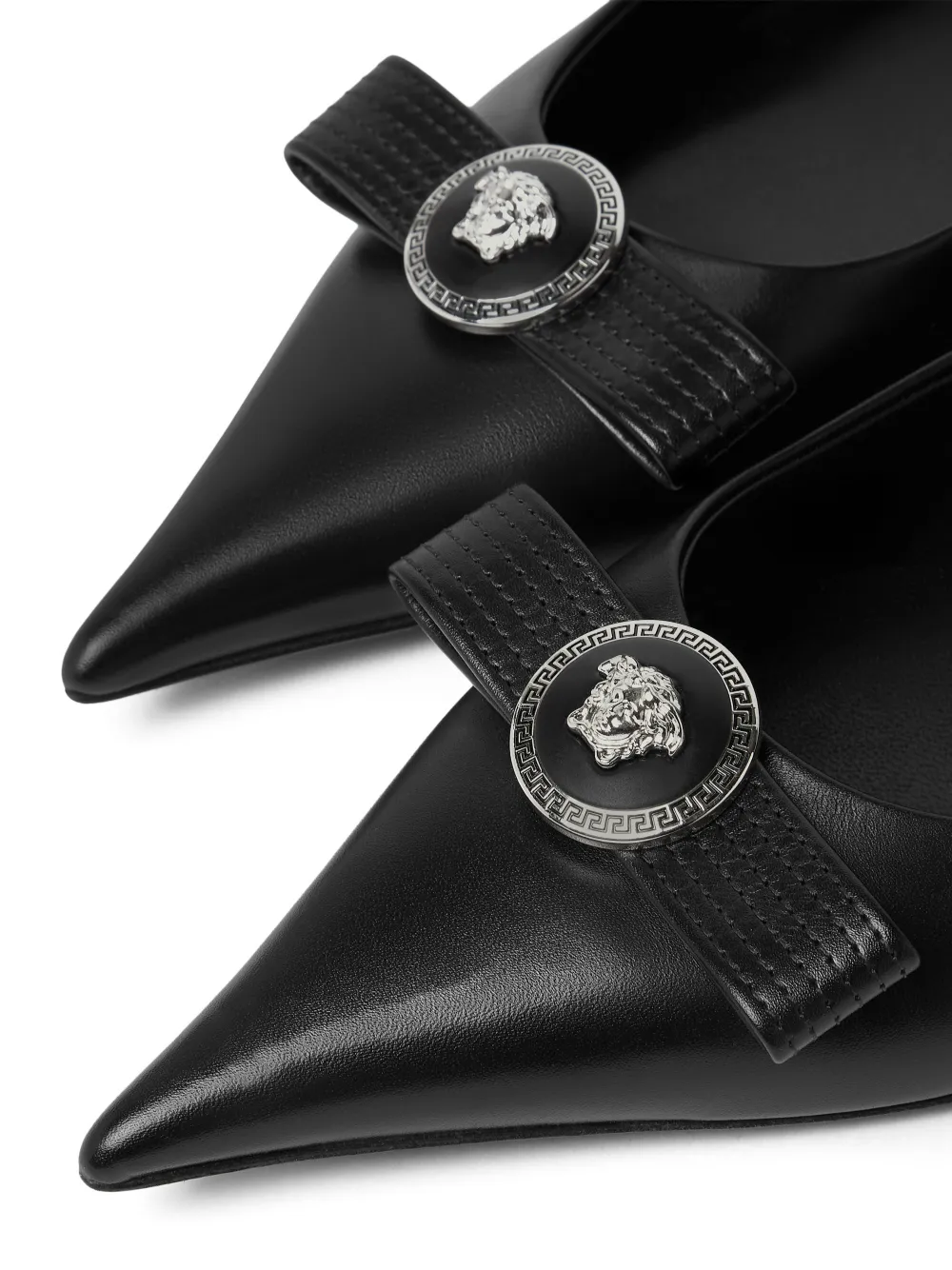 Балетки с заостренным носком и декором Medusa Versace, черный — фото 4