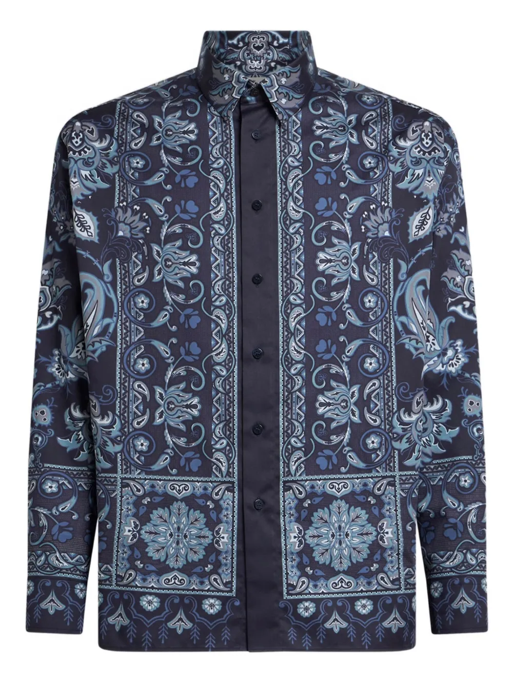 

Хлопковая рубашка с узором пейсли ETRO, синий
