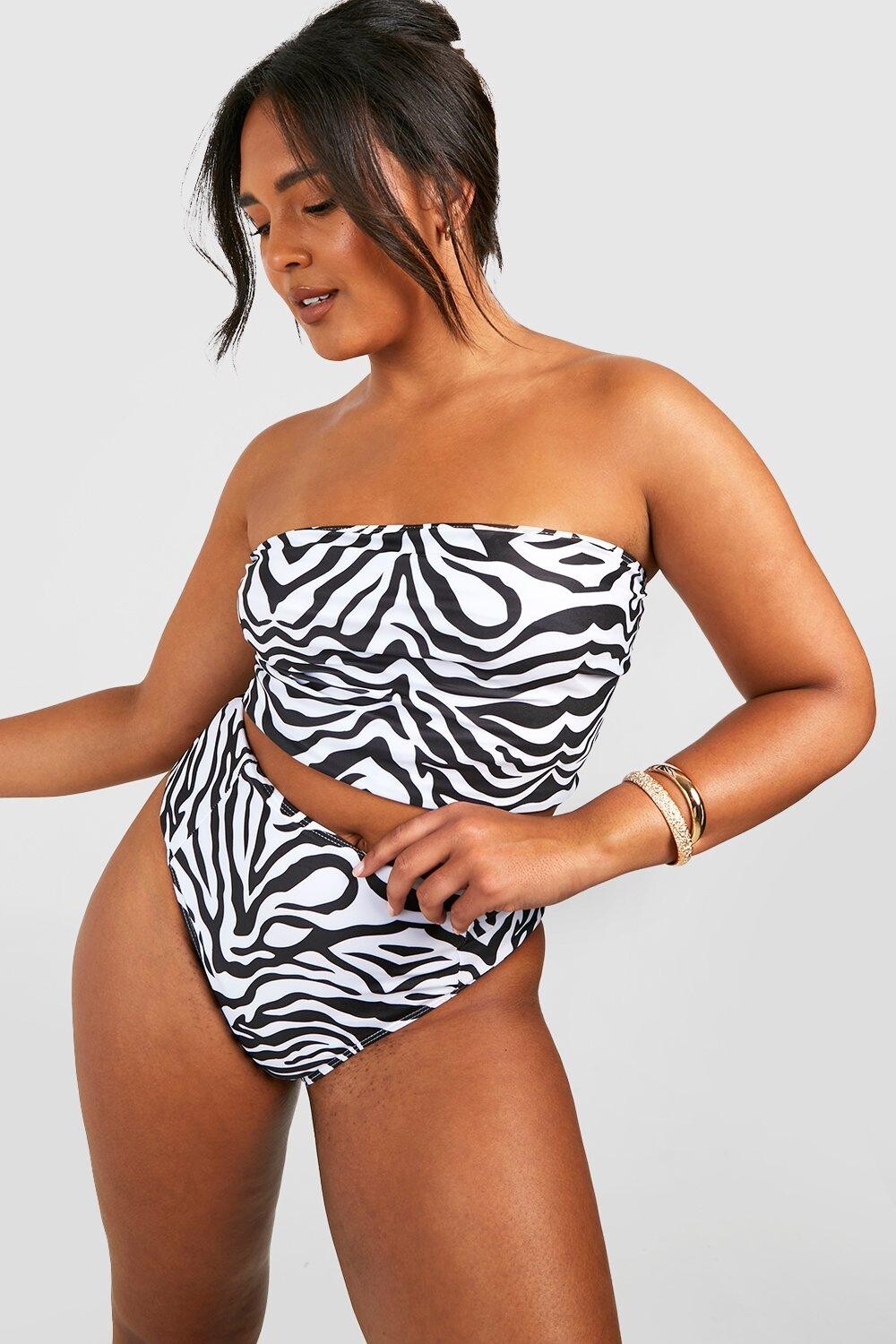 

Брюки plus zebra essential с высокой посадкой Boohoo, белый