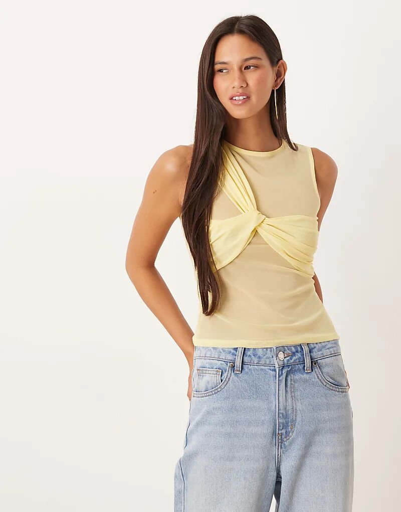 

Майка-труба ASOS DESIGN из сетчатого материала желтого цвета