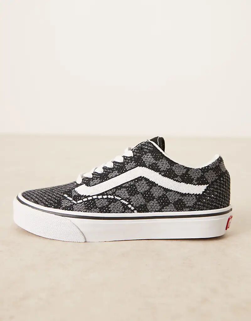 Кроссовки Vans Old Skool EK с вязаным верхом в черно-серую клетку — фото 2