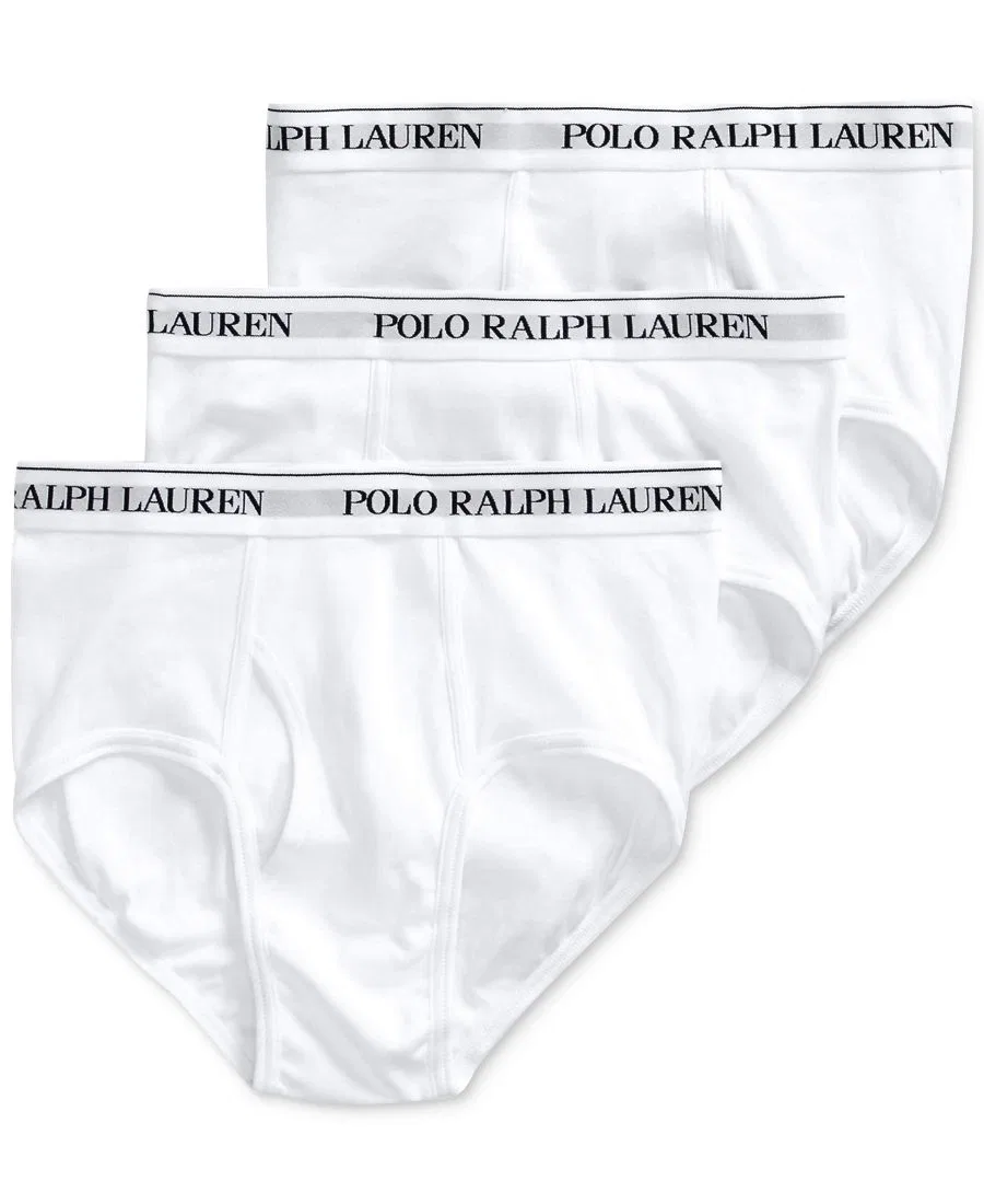 Комплект из 3 мужских хлопковых трусов больших размеров Polo Ralph Lauren, белый