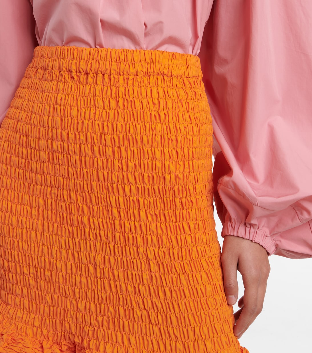 Юбка миди из хлопка со сборками Dries Van Noten, оранжевый — фото 4