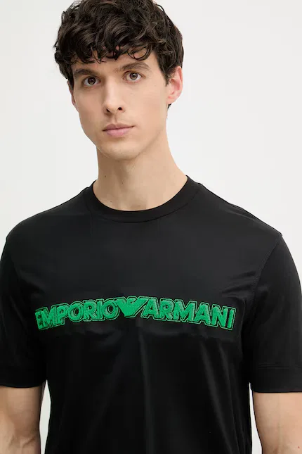 Футболка из лиоцелла T-shirt Emporio Armani, черный — фото 4