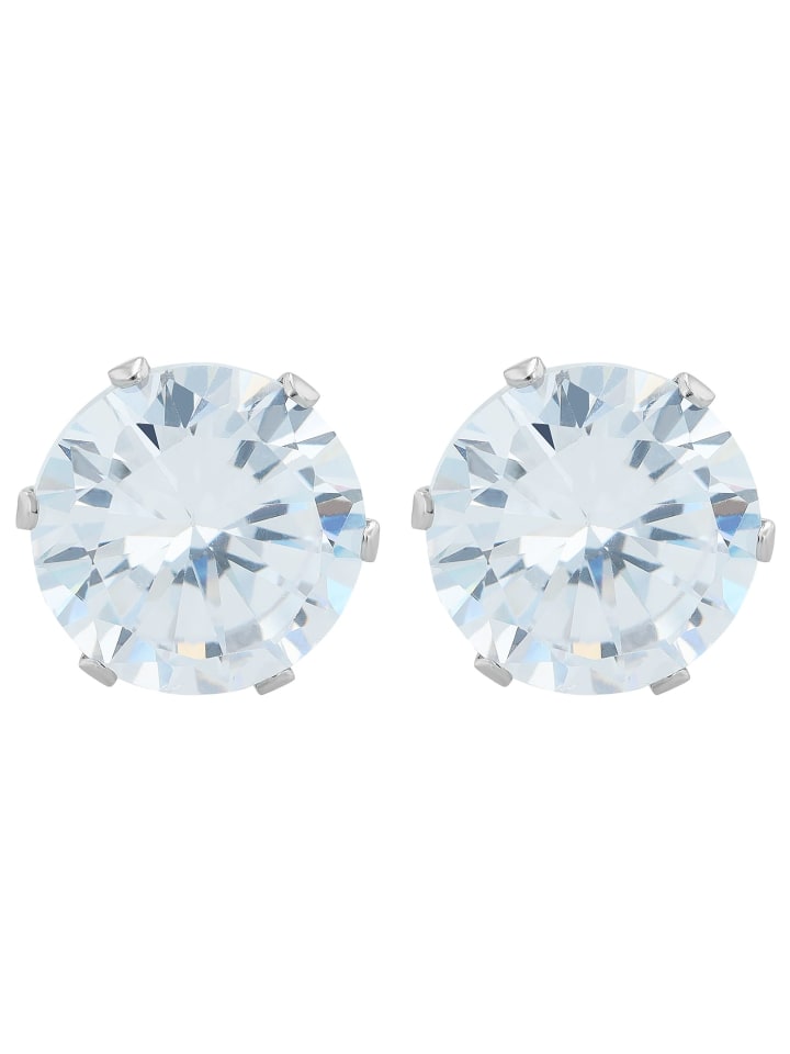 

Adeliás Женские серьги - серьги-гвоздики из нержавеющей стали с кубическим цирконием в серебряной оправе