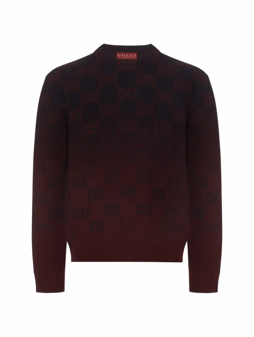 

Шерстяной джемпер с монограммой Gucci, тёмно-синий