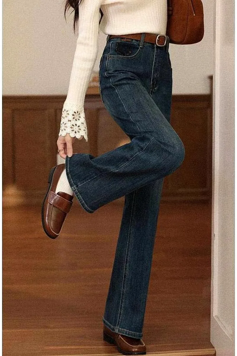 Женские джинсы Vintage High Waist с широкими штанинами и драпировкой — фото 3