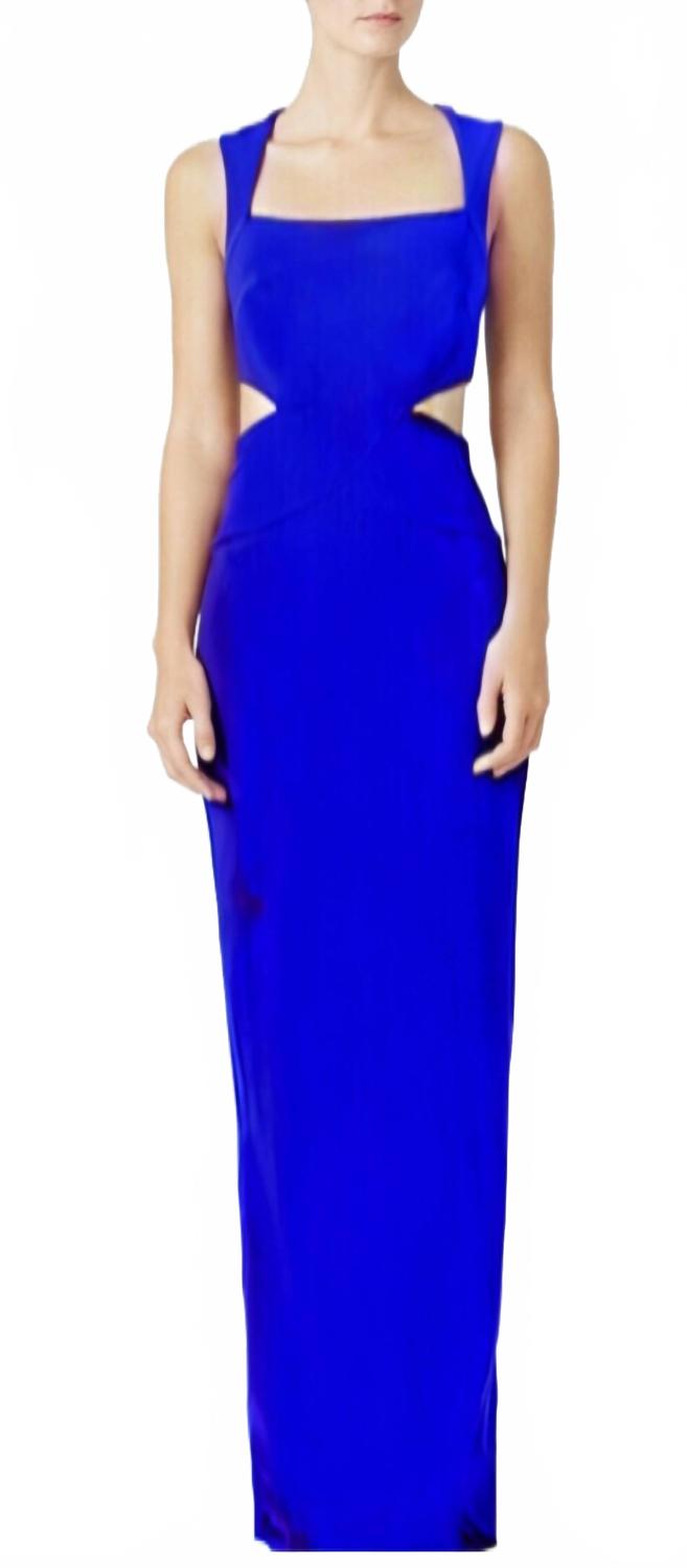 

Королевско-синее платье-футляр с квадратным вырезом и вырезом Nicole Miller