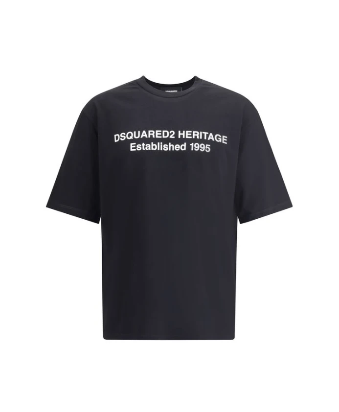 

Хлопковая футболка с монограммой Dsquared2, черный