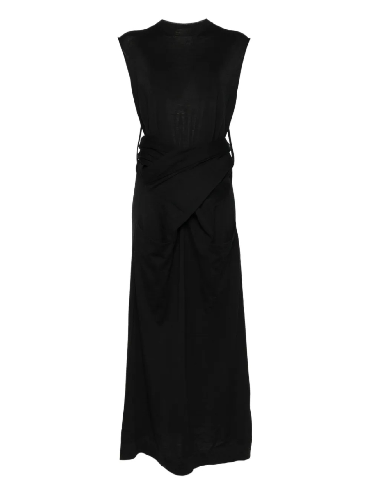 

Шерстяное платье с запахом Jil Sander, черный