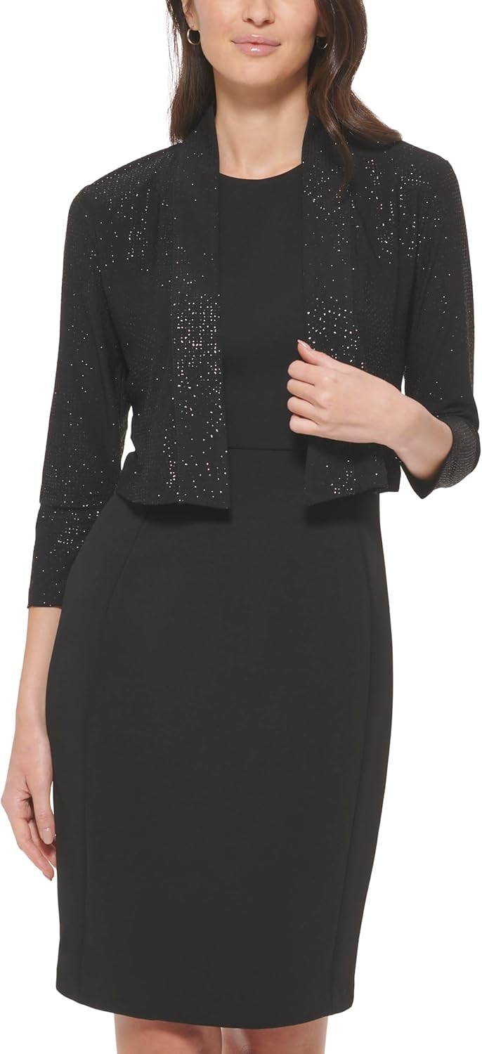 Женская блузка-болеро Calvin Klein с длинными рукавами и блестками, Black — фото 2