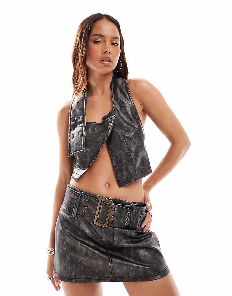 

Топ из искусственной кожи ASOS DESIGN черного цвета