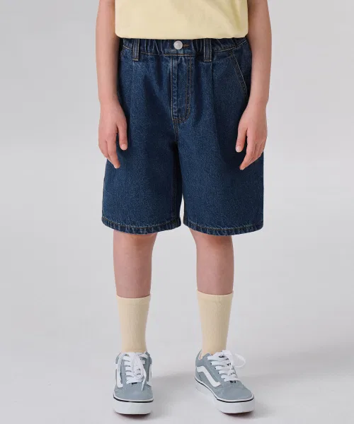 Детские шорты MUSINSA STANDARD KIDS широкие из хлопка мидиум индиго