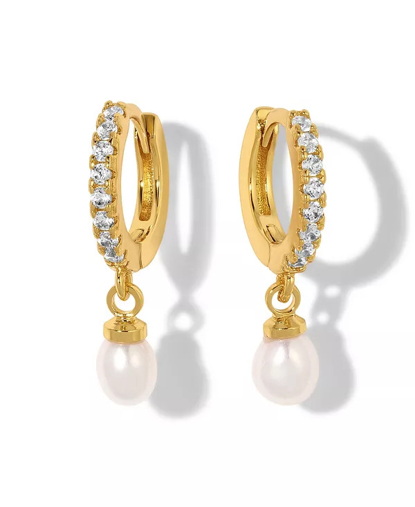 

Серьги-Кольца с подвесками из кристального пресноводного жемчуга на берегу моря Girls Crew, gold