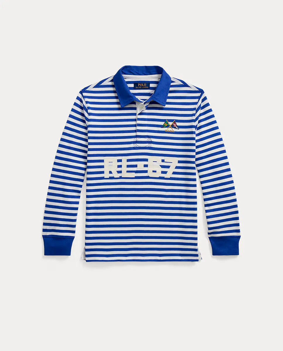 

Футболка для мальчика из хлопка с морским мотивом Polo Ralph Lauren, синий