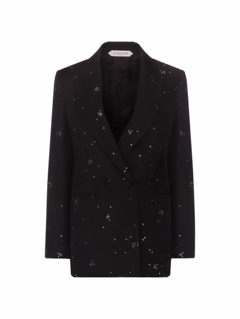 

Двубортный жакет с кристаллами Lanvin, черный