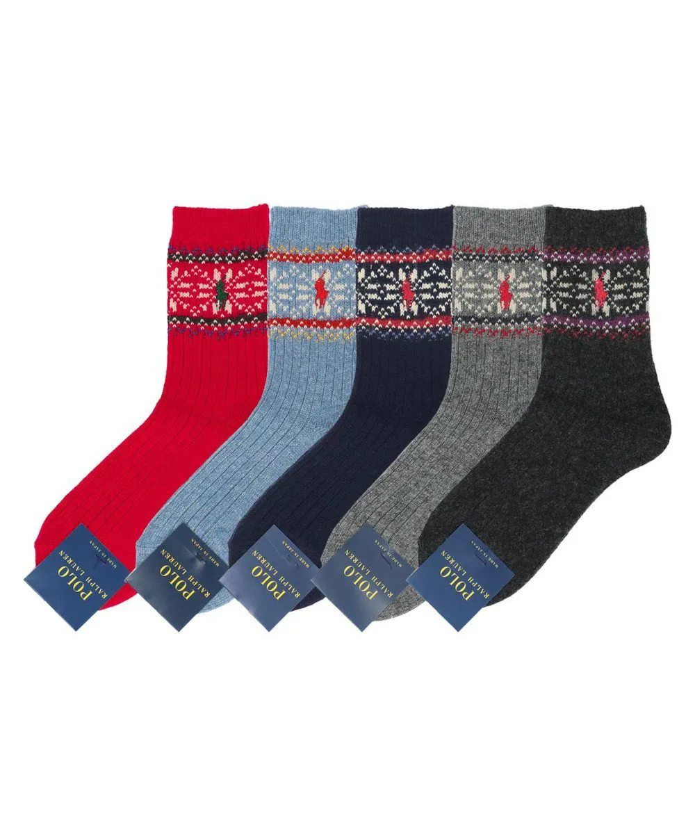 Женские жаккардовые носки Nordic Snow Crew из смеси кашемира Polo Ralph Lauren, 68. Navy