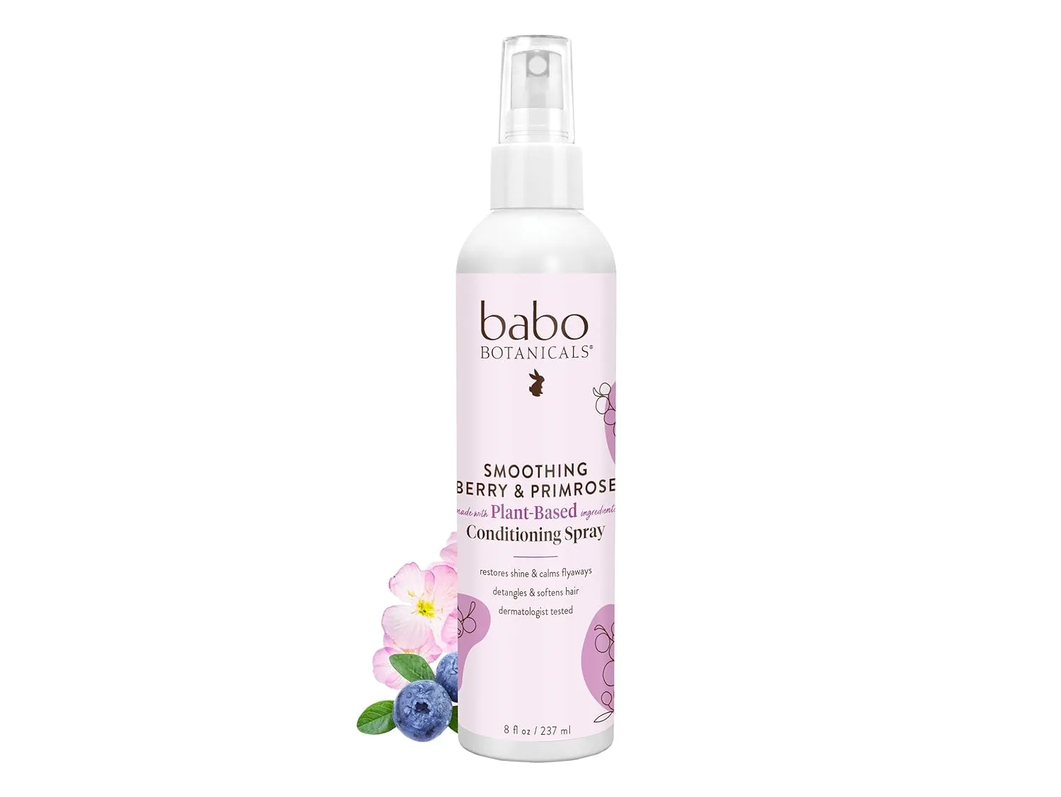 Babo Botanicals спрей-кондиционер Smoothing Berry для легкого расчесывания и питания, устраняет пушистость и статику, с маслом примулы вечерней, безаэрозольный, для всех возрастов, легкий ягодный аромат