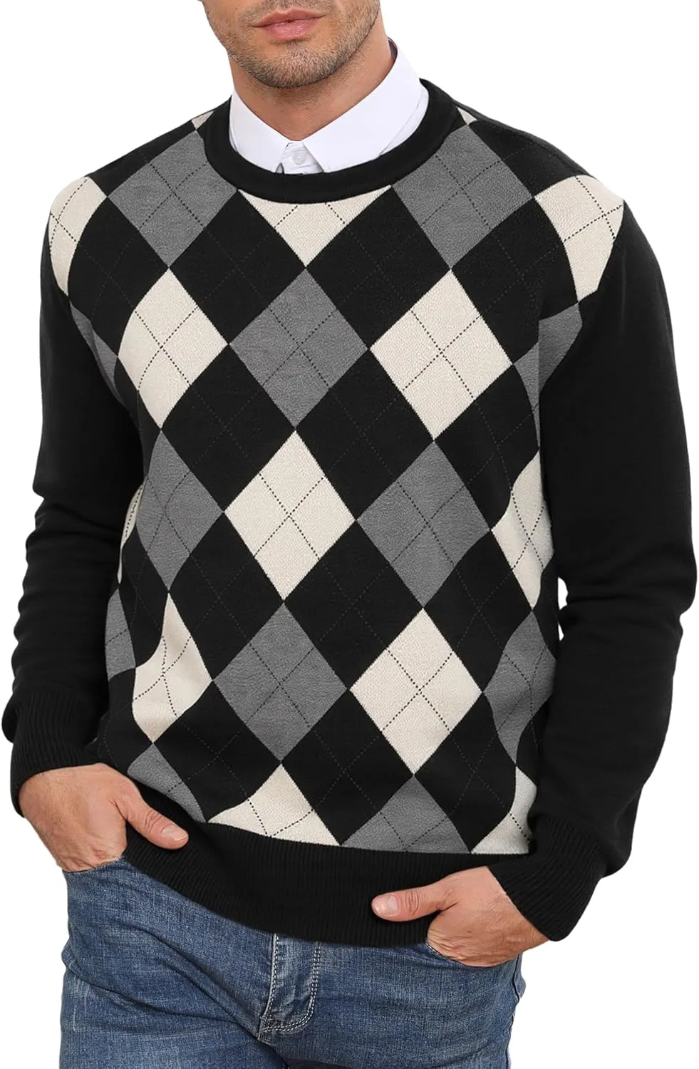 

Мужской свитер Slim Fit с узором Argyle RQP