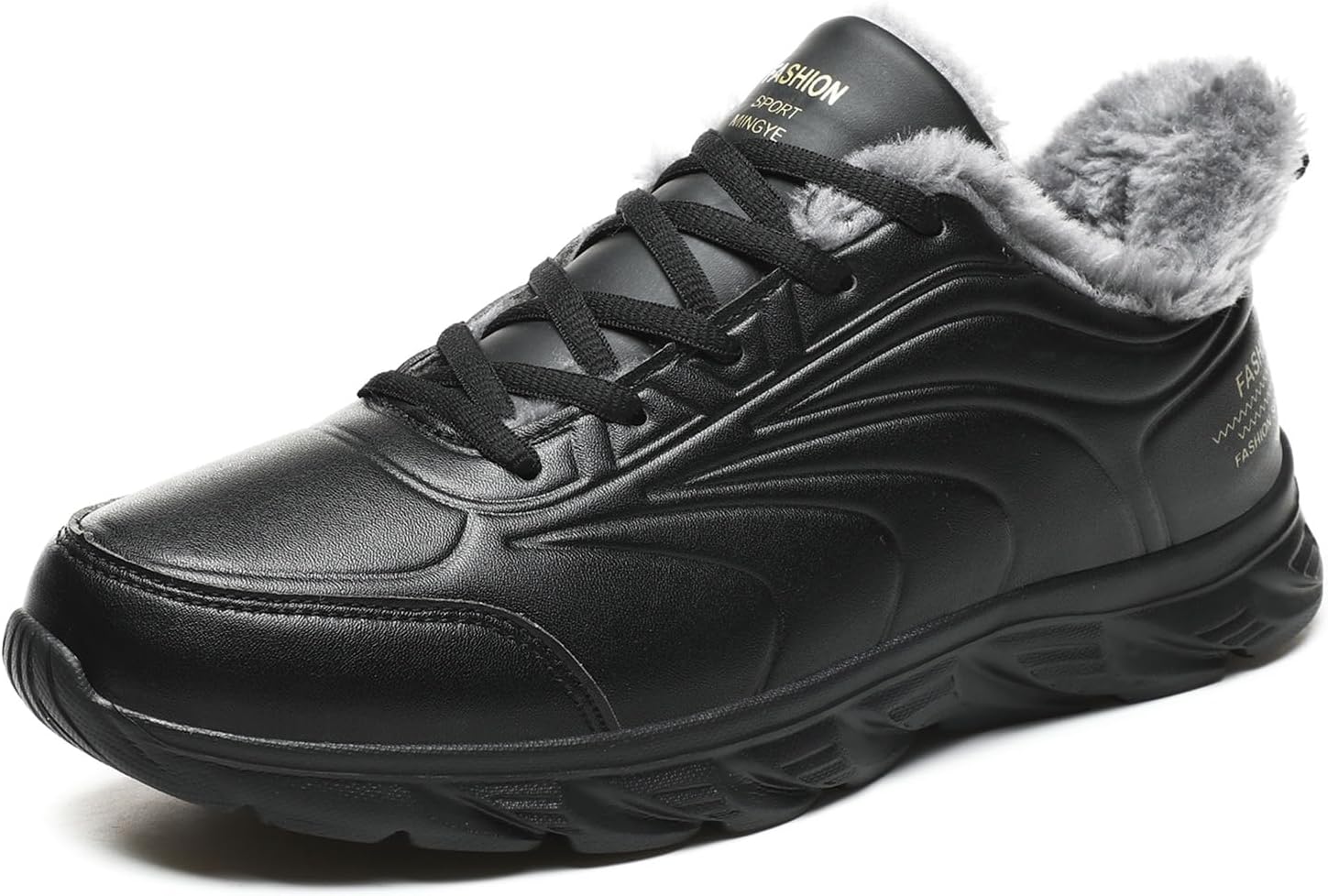 

Мужские зимние плюшевые теплые снежные ботинки, легкие, удобные для улицы, черные, для мужчин и пожилых Generic