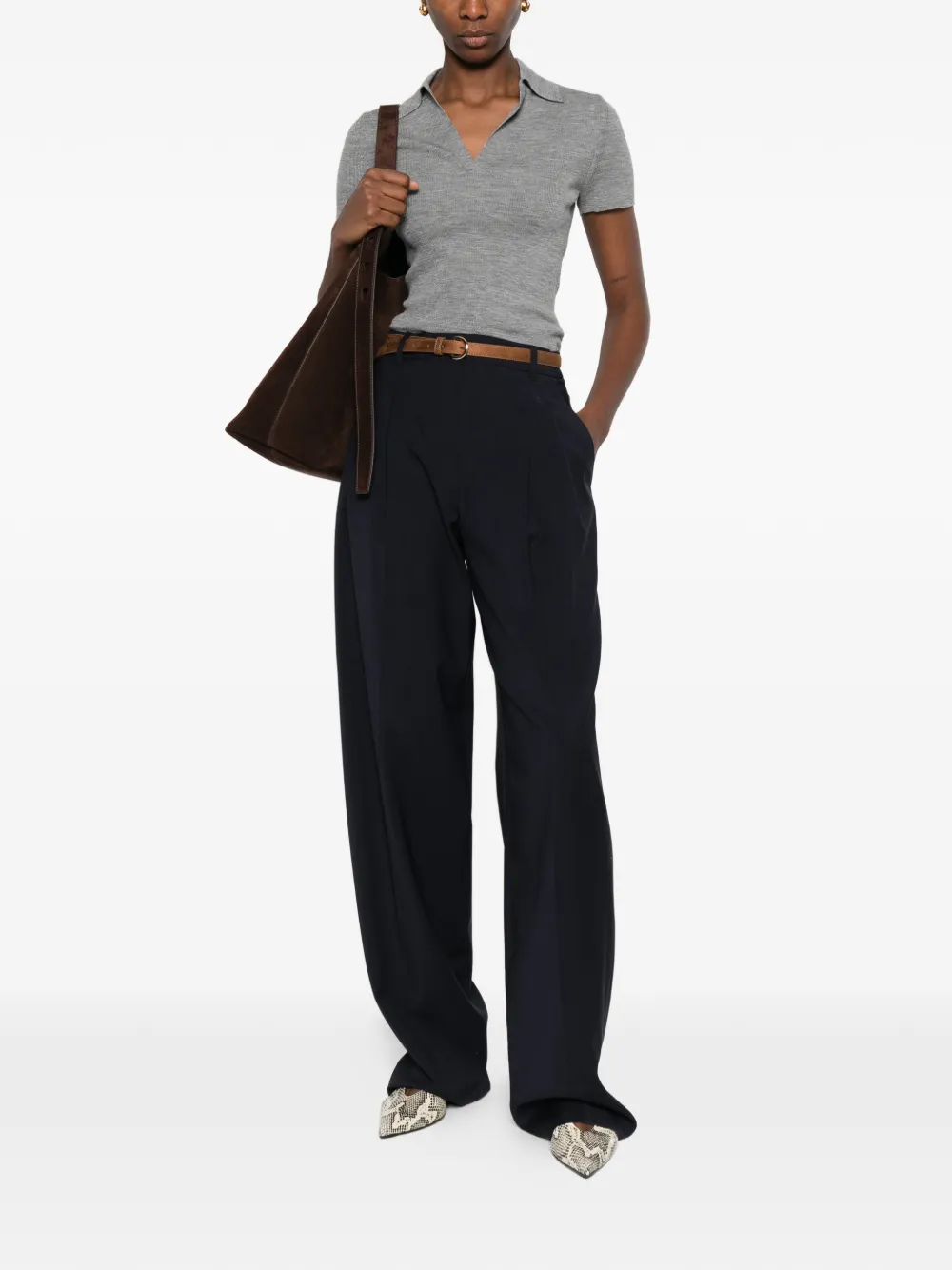 Плиссированные брюки Bacio с поясом Max Mara, синий — фото 2
