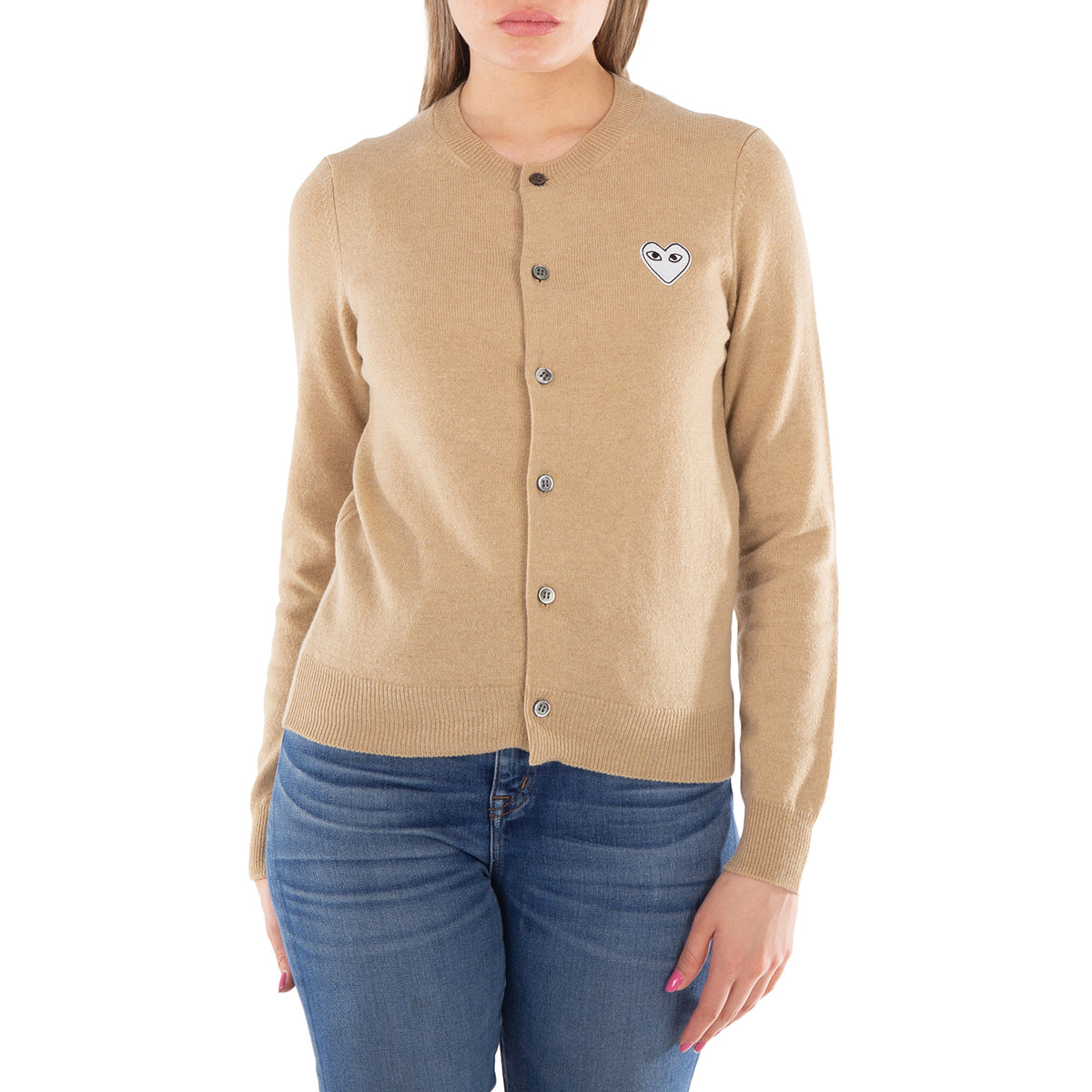

Comme Des Garcons Женский Кардиган с Логотипом Сердца, коричневый