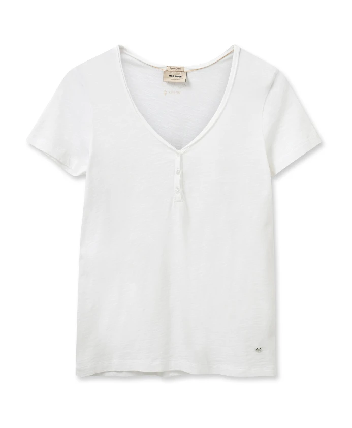 

Белая базовая футболка с V-образным вырезом Mos Mosh, белый