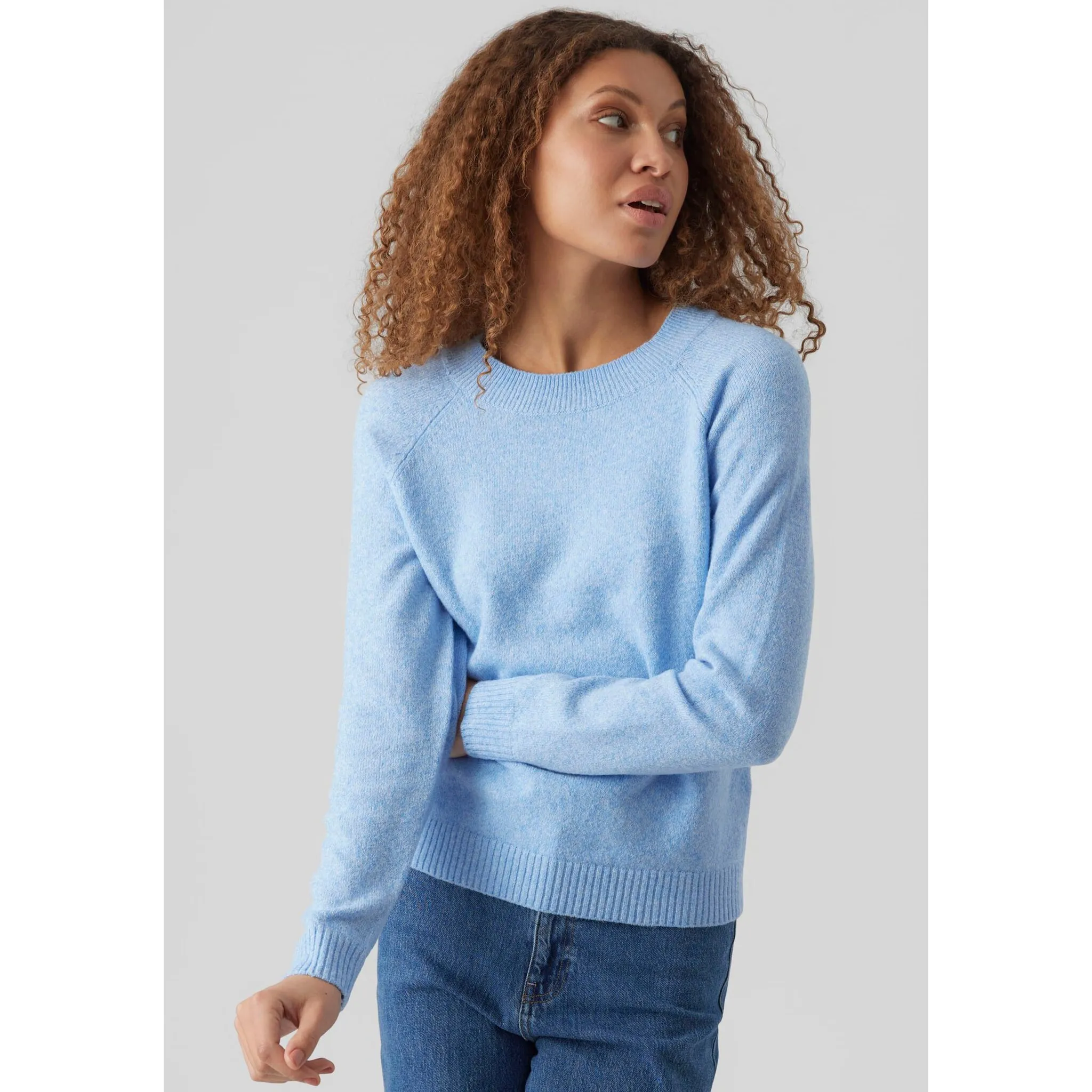 

Свитер Vero Moda с круглым вырезом "VMDOFFY LS O-NECK BLOUSE GA NOOS", синий