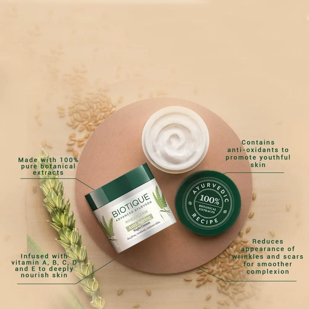 Крем для лица Biotique — И тела Wheat Germ Firming для нормальной и сухой кожи, 55 г — фото 4