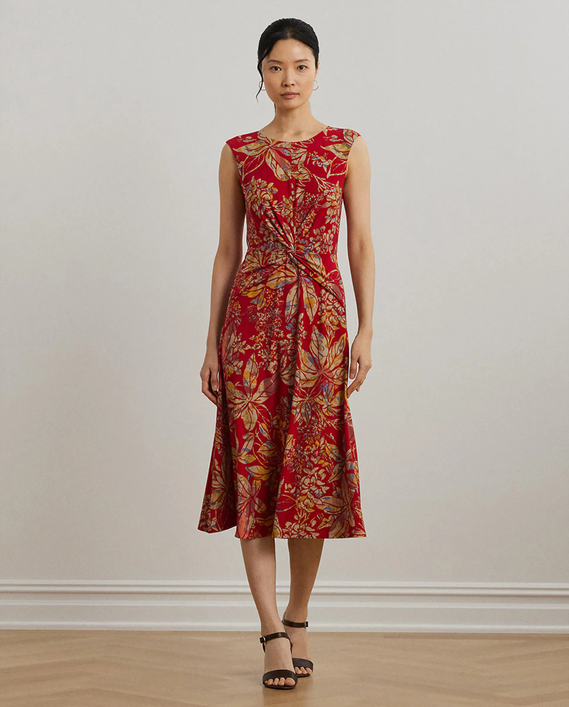 

Миди-платье с плетеным поясом Lauren Ralph Lauren, красный