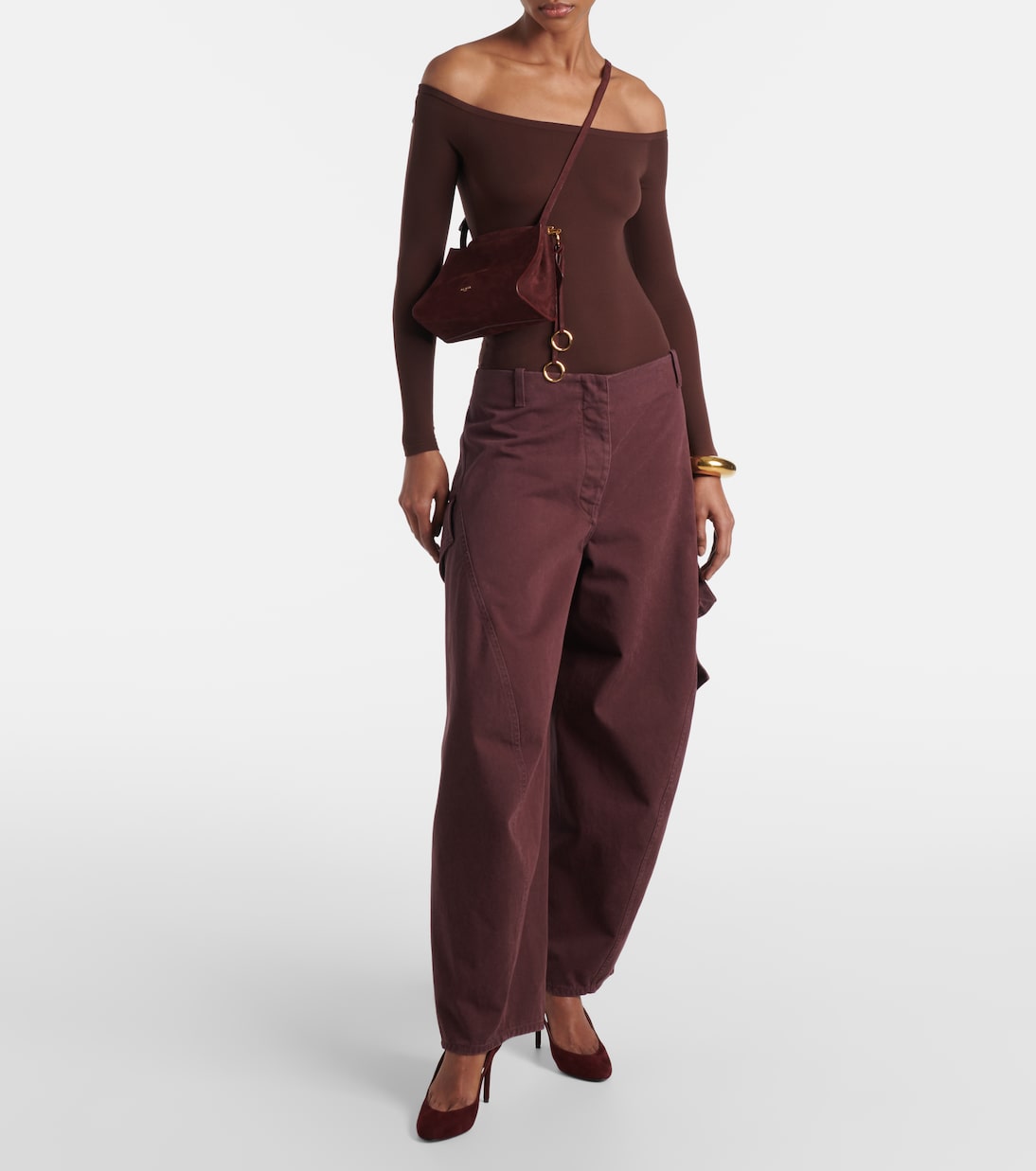 Декорет 90 замшевые лодочки на шпильке с ремешком Alaïa, Rouge Grenat — фото 3