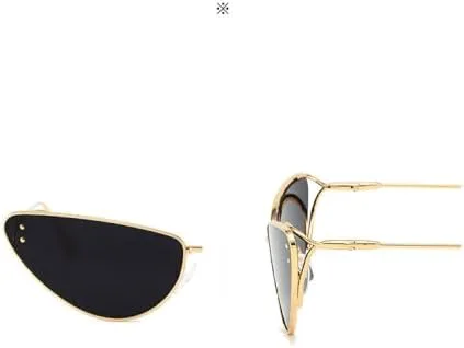 

Металлические сексуальные солнцезащитные очки «кошачий глаз» для женщин, розовые солнцезащитные очки в маленькой оправе, черные солнцезащитные очки MTZJH, Gold Black