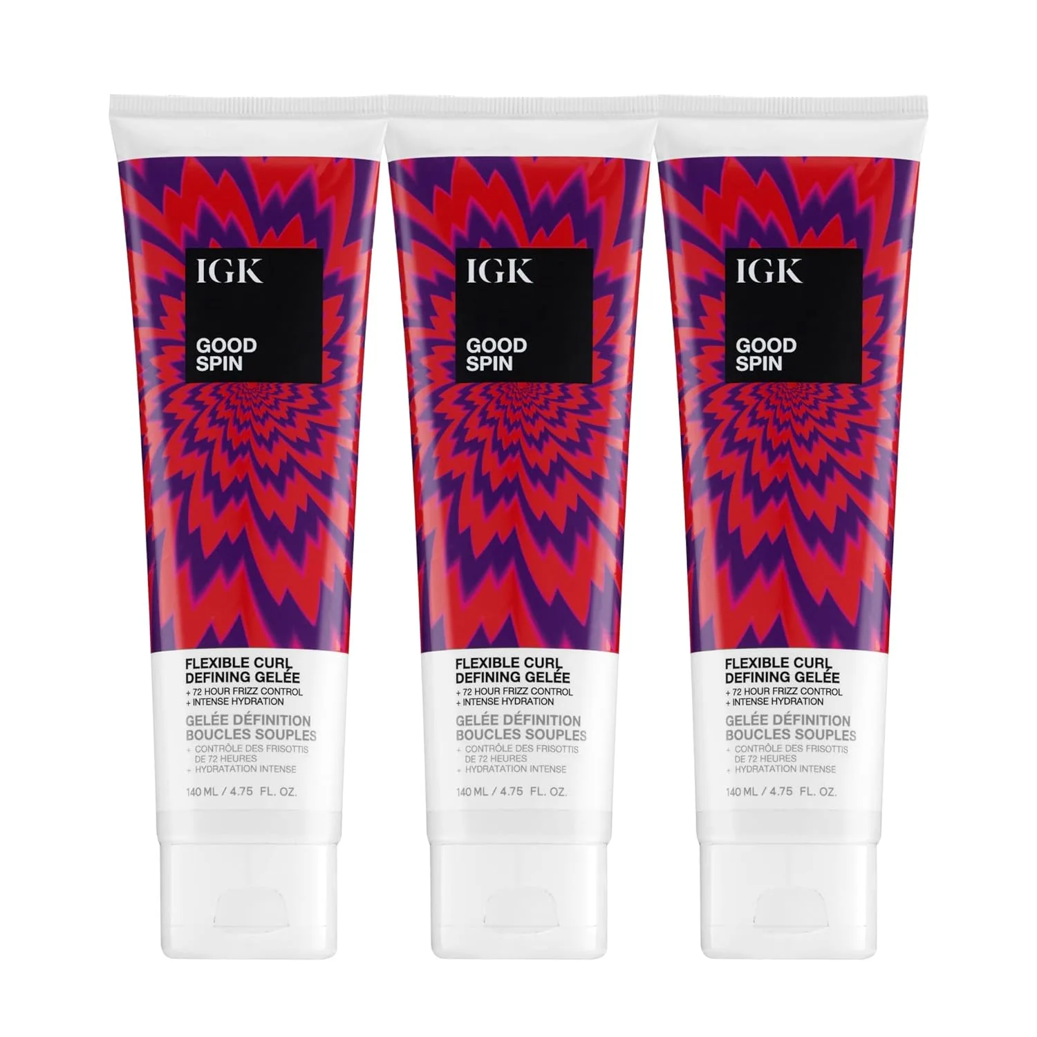 IGK Good Spin Flexible Curl Defining Gelée 3 упаковки - гель средней фиксации для вьющихся и волнистых волос, контроль завивки и блеск, без силиконов, веганский, безопасный для окрашенных волос