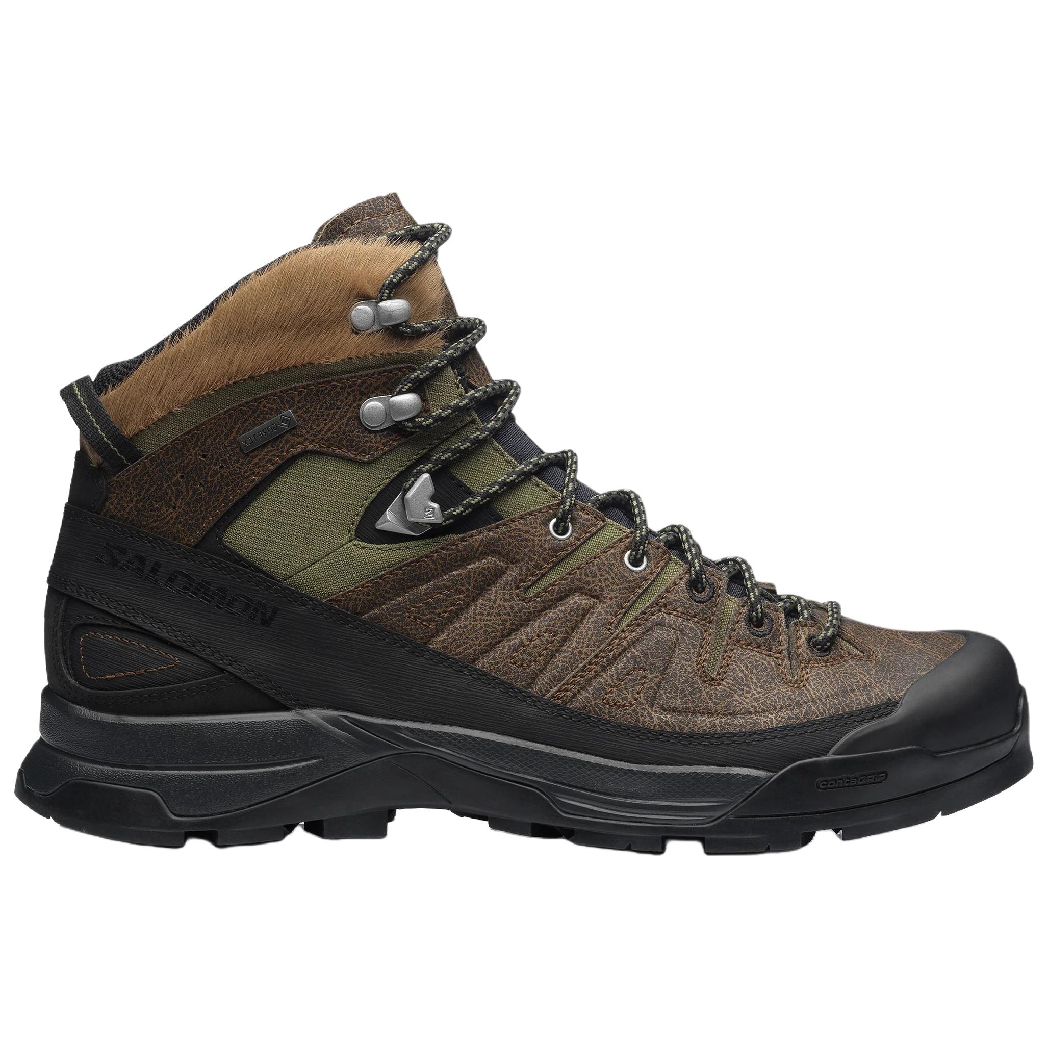 X ALP амортизация, Waterproof и дышащие высокие горные ботинки Unisex коричневый SALOMON, коричневый/зеленый — фото 2
