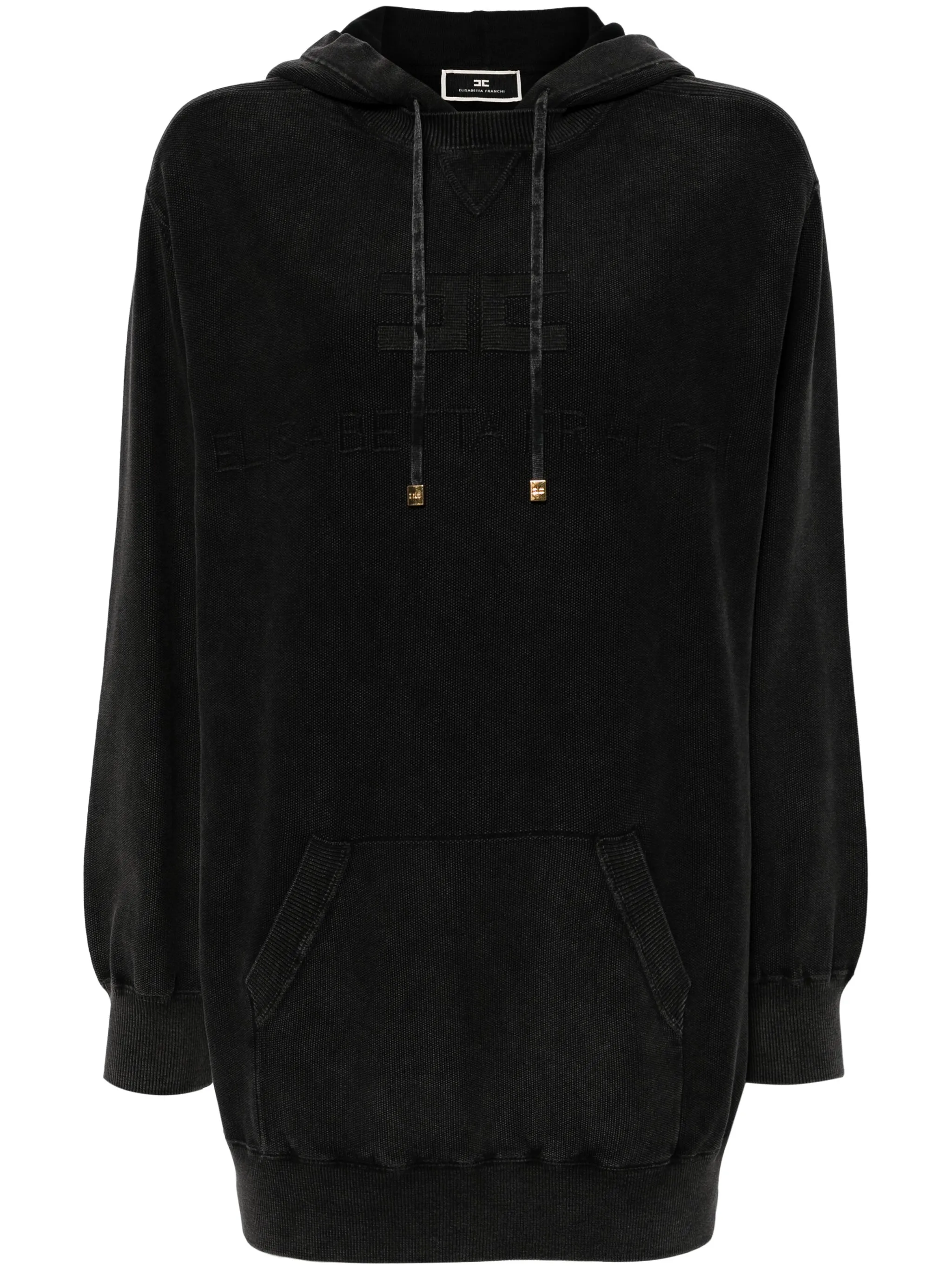 

Платье-толстовка с капюшоном и вышитым логотипом Elisabetta Franchi, серый