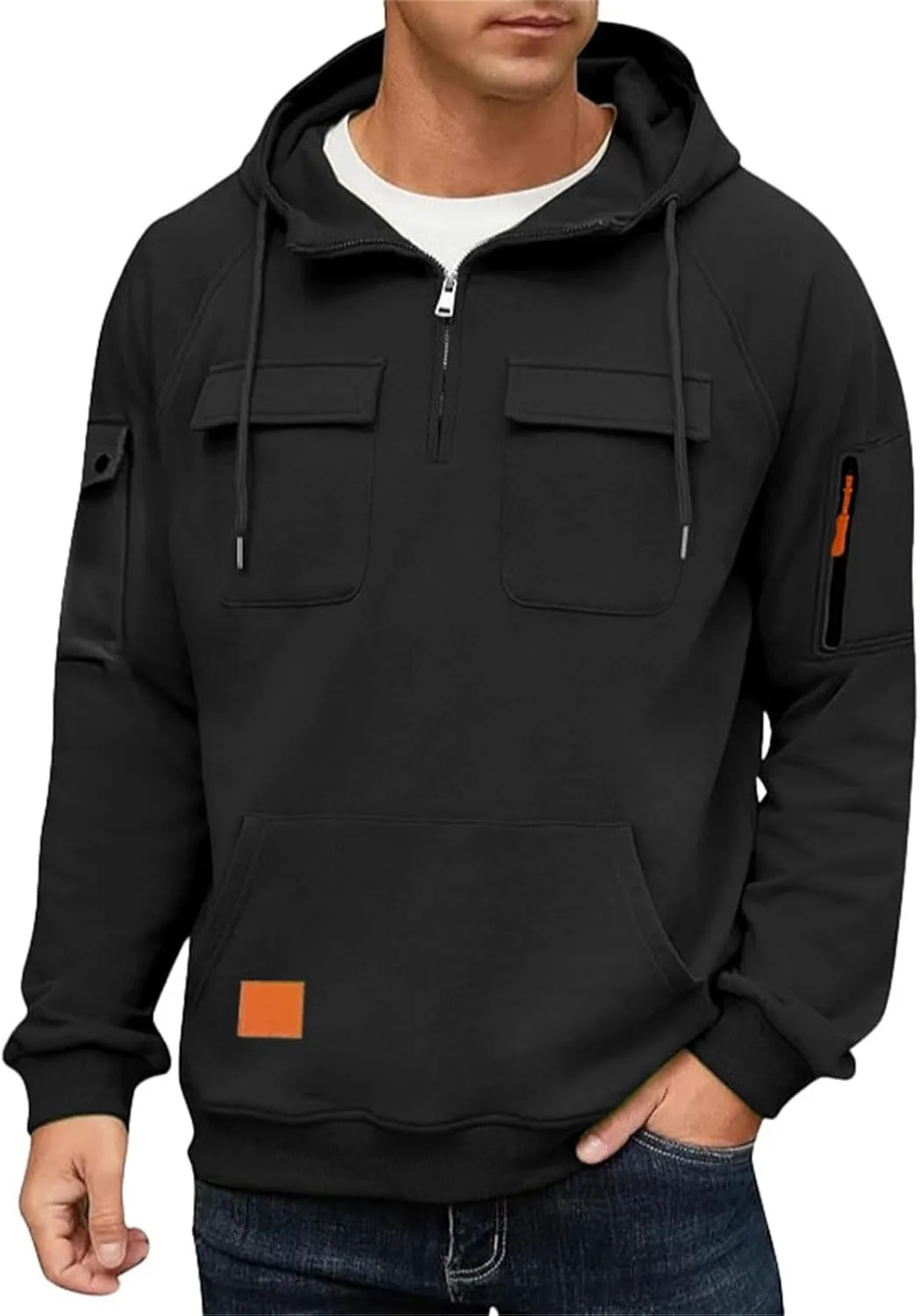 

Толстовка с капюшоном тактическая мужская Quater Zip Up с карманами