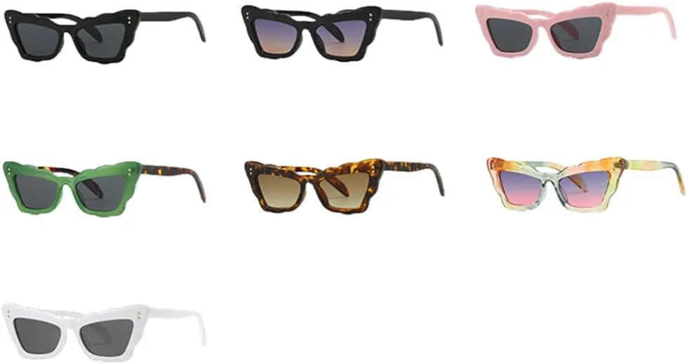 

Популярные женские солнцезащитные очки «кошачий глаз» с волнистой оправой, в стиле ретро, ​​защита от ультрафиолета UV400, модные панк-очки с заклепками generic, Pink